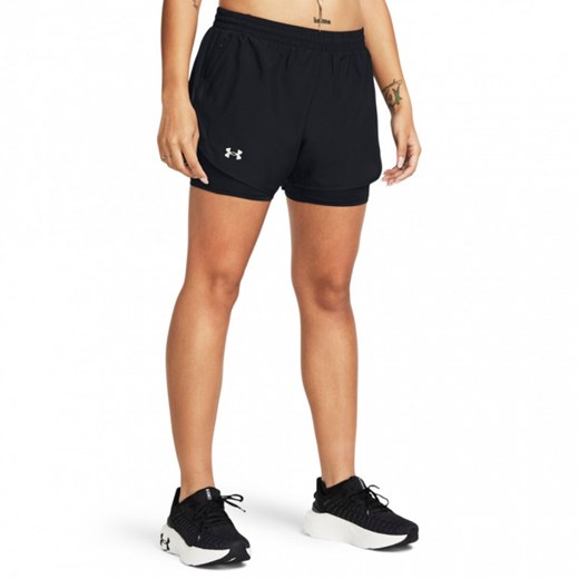 Damskie spodenki do biegania Under Armour UA Fly By 2in1 Short - czarne ze sklepu Sportstylestory.com w kategorii Szorty - zdjęcie 169522405