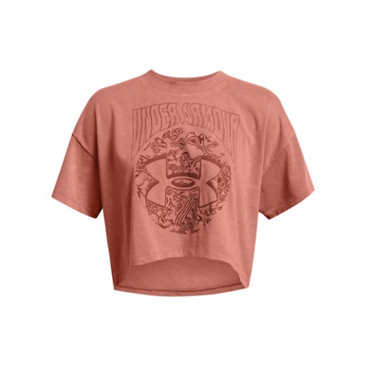 Damski t-shirt z nadrukiem Under Armour UA HW Dusk to Dawn Crop SS - różowy Under Armour XS Sportstylestory.com