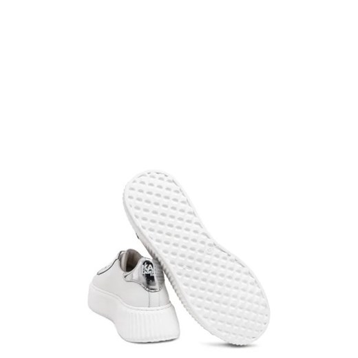 Karl Lagerfeld buty sportowe damskie sneakersy białe sznurowane na platformie z tkaniny 