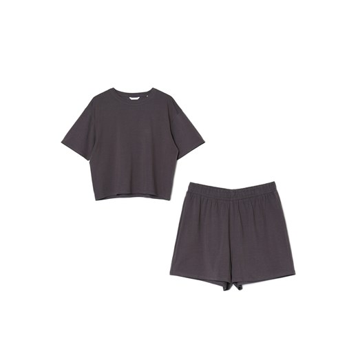 Cropp - Krótka dwuczęściowa piżama - szary Cropp M Cropp