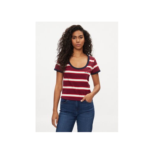 Wrangler T-Shirt Ringer 112350311 Czerwony Slim Fit ze sklepu MODIVO w kategorii Bluzki damskie - zdjęcie 169536399