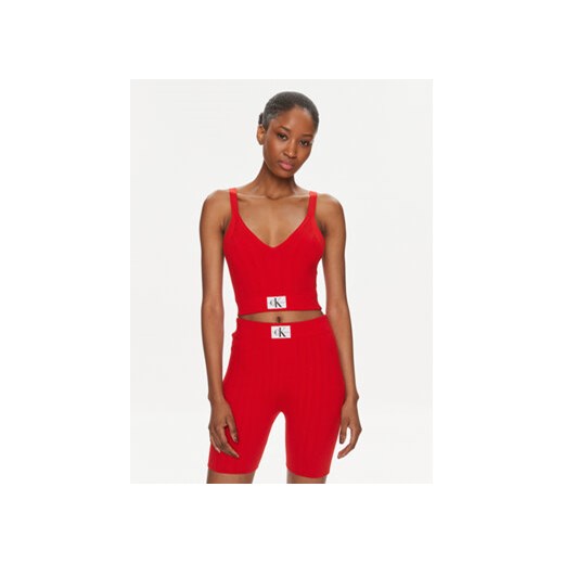 Calvin Klein Jeans Top Label J20J223152 Czerwony Slim Fit ze sklepu MODIVO w kategorii Bluzki damskie - zdjęcie 169536477