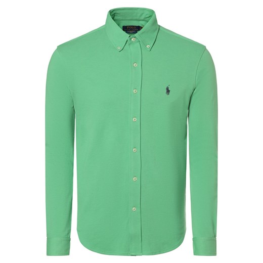 Polo Ralph Lauren Koszula męska Mężczyźni Slim Fit Bawełna zielony jednolity ze sklepu vangraaf w kategorii Koszule męskie - zdjęcie 169536977