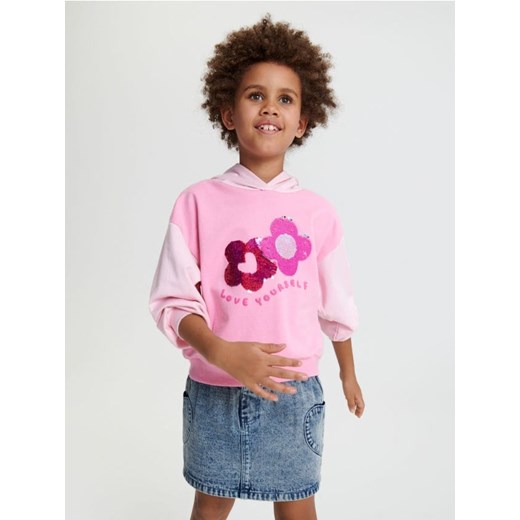 Sinsay - Bluza z kapturem - różowy ze sklepu Sinsay w kategorii Bluzy dziewczęce - zdjęcie 169543158