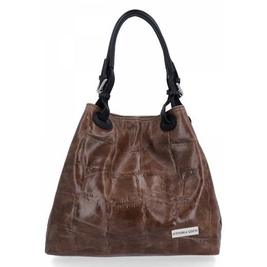 Torebki Skórzane Shopper Bag firmy Vittoria Gotti Ziemiste (kolory) ze sklepu torbs.pl w kategorii Torby Shopper bag - zdjęcie 169555537