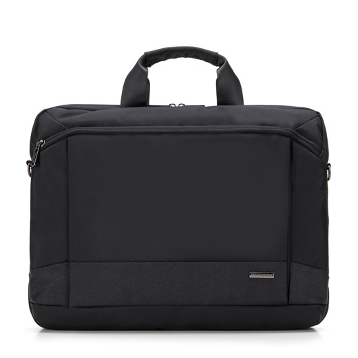 Męska torba na laptopa 15,6” z połyskującą wstawką czarna ze sklepu WITTCHEN w kategorii Torby na laptopa - zdjęcie 169556357