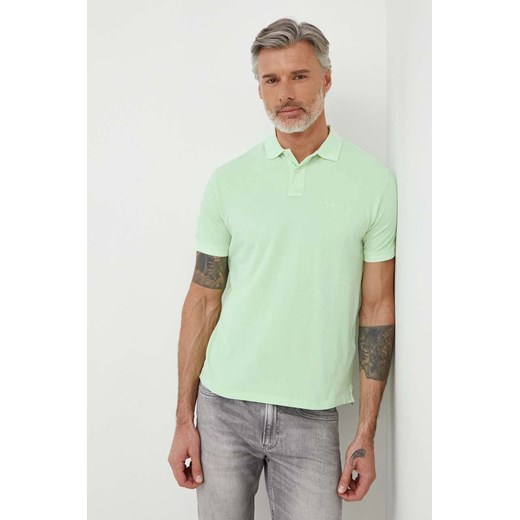 Pepe Jeans polo bawełniane NEW OLIVER GD kolor zielony gładki PM542099 ze sklepu ANSWEAR.com w kategorii T-shirty męskie - zdjęcie 169556836