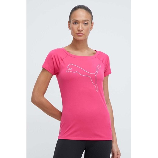Puma t-shirt treningowy Favorite kolor różowy 522420 ze sklepu ANSWEAR.com w kategorii Bluzki damskie - zdjęcie 169557077