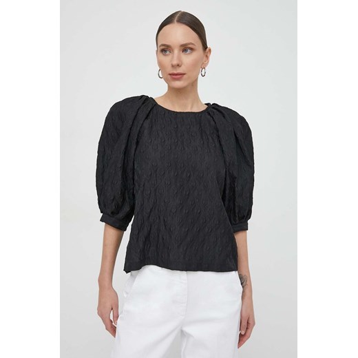 Custommade bluzka Ulrikke damska kolor czarny gładka 999355297 ze sklepu ANSWEAR.com w kategorii Bluzki damskie - zdjęcie 169557078