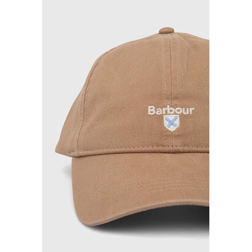 Barbour czapka z daszkiem bawełniana kolor beżowy z aplikacją Barbour One Size PRM