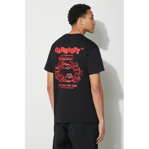 Carhartt WIP t-shirt bawełniany S/S Fast Food T-Shirt męski kolor czarny z nadrukiem I033249.1V2XX ze sklepu PRM w kategorii T-shirty męskie - zdjęcie 169564699