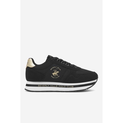 BEVERLY HILLS POLO CLUB buty sportowe damskie czarne wiązane na płaskiej podeszwie 