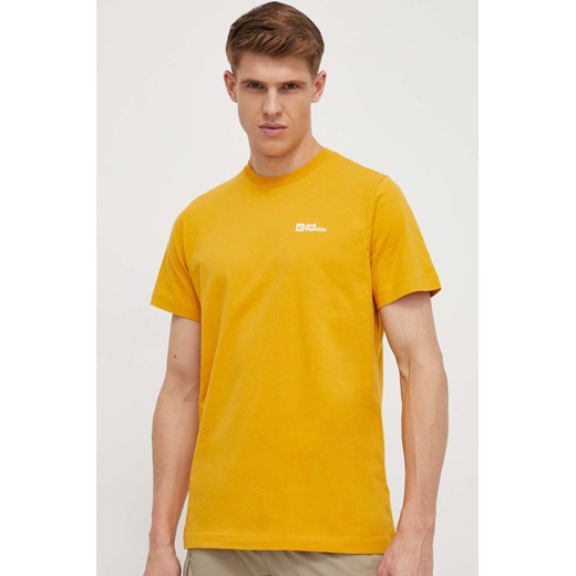 Jack Wolfskin t-shirt bawełniany kolor żółty 1808382 ze sklepu ANSWEAR.com w kategorii T-shirty męskie - zdjęcie 169567416