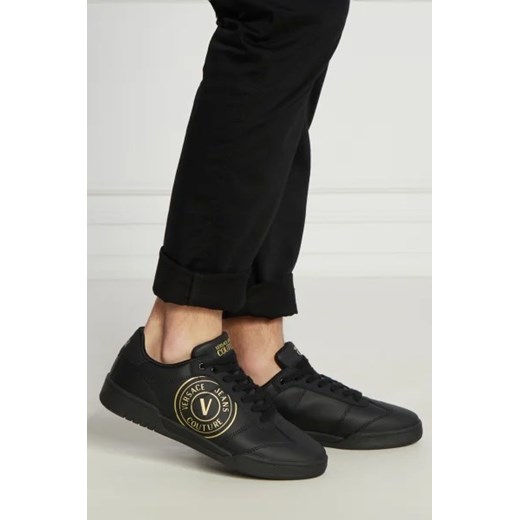 Buty sportowe męskie Versace Jeans czarne skórzane wiązane 