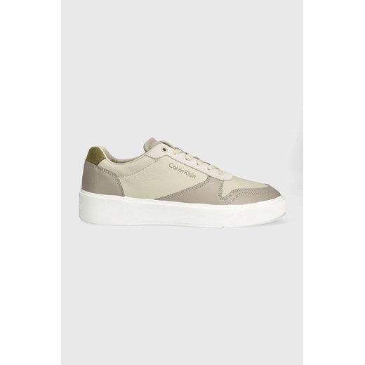 Calvin Klein sneakersy skórzane LOW TOP LACE UP BSKT kolor beżowy HM0HM01402 ze sklepu ANSWEAR.com w kategorii Buty sportowe męskie - zdjęcie 169571525