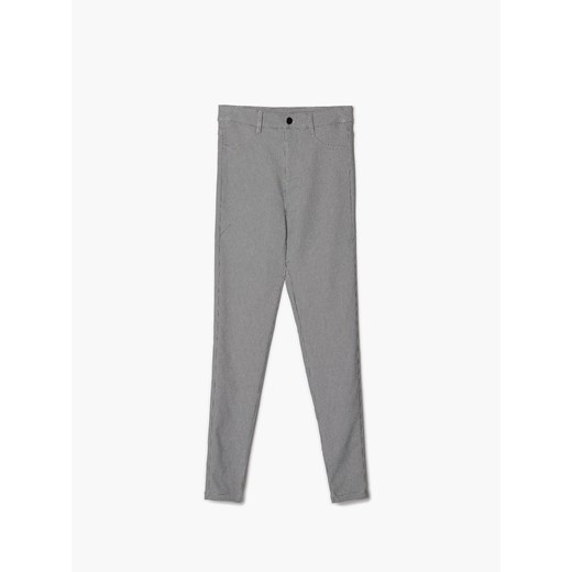 Cropp - Spodnie skinny w drobną kratkę - jasny szary Cropp 40 Cropp