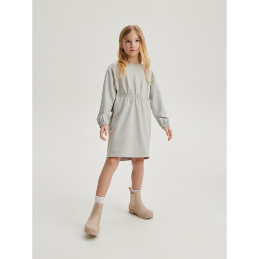 Reserved - Bawełniana sukienka - jasnoszary ze sklepu Reserved w kategorii Sukienki dziewczęce - zdjęcie 169590165