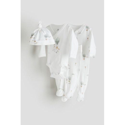 H & M - Zestaw podarunkowy 4-częściowy - Biały ze sklepu H&M w kategorii Komplety niemowlęce - zdjęcie 169590559