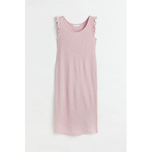 H & M - MAMA Dżersejowa sukienka z falbankami - Różowy H & M L H&M