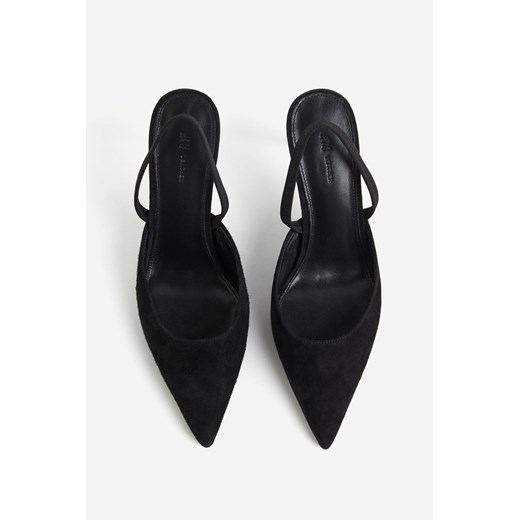 H & M - Zamszowe buty z odkrytą piętą - Czarny H & M 38 H&M