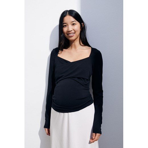 H & M - MAMA Dżersejowy top dla karmiącej - Czarny ze sklepu H&M w kategorii Bluzki ciążowe - zdjęcie 169590846