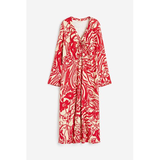 H & M - Wzorzysta sukienka z wiązaniem - Beżowy ze sklepu H&M w kategorii Sukienki - zdjęcie 169590979