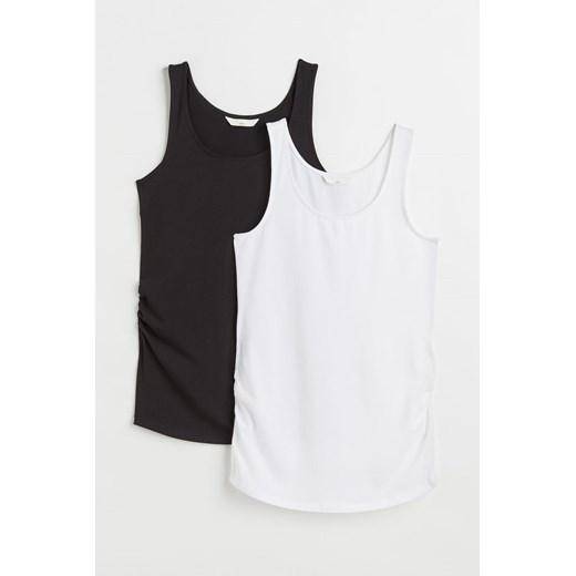 H & M - MAMA Bawełniana koszulka 2-pak - Biały ze sklepu H&M w kategorii Bluzki ciążowe - zdjęcie 169591258