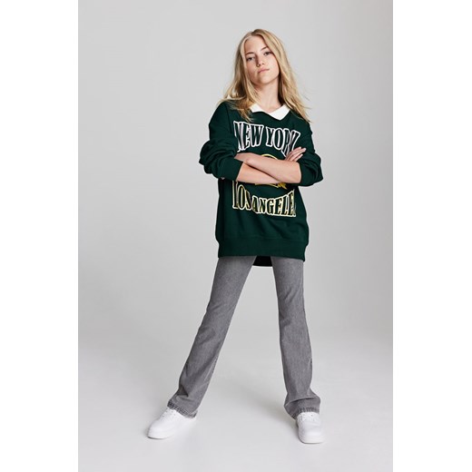H & M - Rozszerzane spodnie z dżerseju - Szary ze sklepu H&M w kategorii Spodnie dziewczęce - zdjęcie 169591278