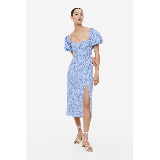 Sukienka H & M niebieska z krótkim rękawem 