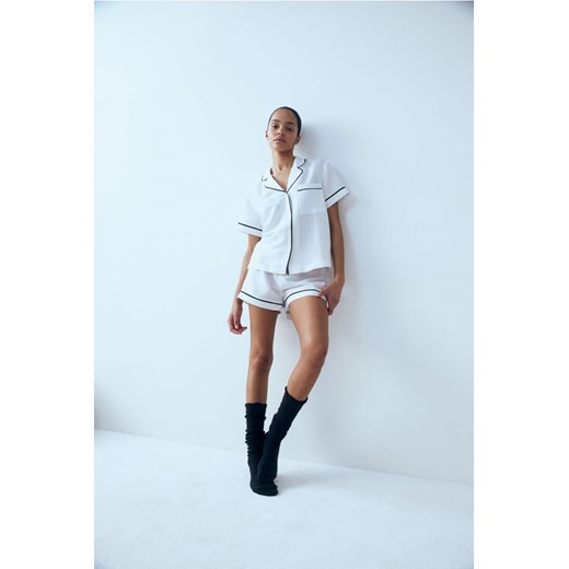 H & M - Piżama z domieszką lnu - Biały ze sklepu H&M w kategorii Piżamy damskie - zdjęcie 169591685
