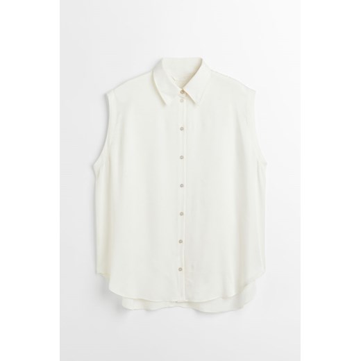 H & M - H & M+ Satynowa koszula bez rękawów - Biały H & M XXL H&M