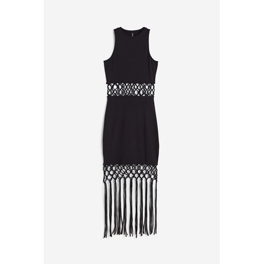 H & M - Sukienka z wycięciami i frędzlami - Czarny H & M XS H&M