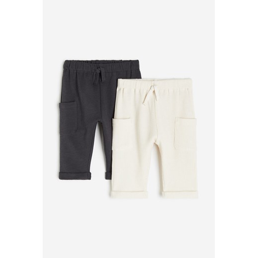 H & M - Spodnie dresowe 2-pak - Biały ze sklepu H&M w kategorii Spodnie i półśpiochy - zdjęcie 169591808