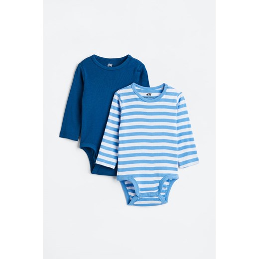 H & M - Bawełniane body 2-pak - Niebieski ze sklepu H&M w kategorii Body niemowlęce - zdjęcie 169591819