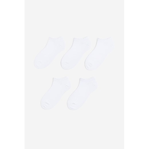 H & M - Krótkie skarpety 5-pak - Biały ze sklepu H&M w kategorii Skarpetki damskie - zdjęcie 169591906
