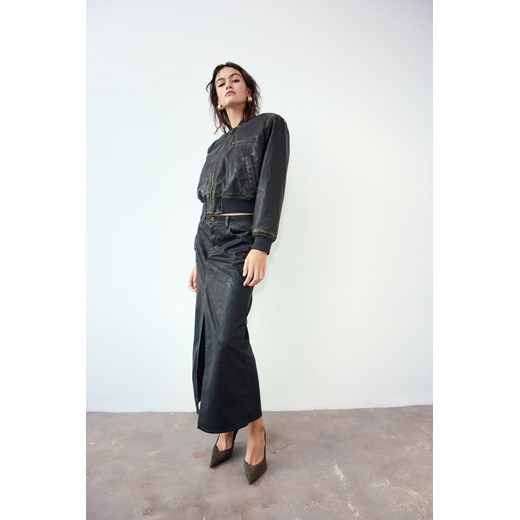 H & M - Powlekana spódnica - Czarny ze sklepu H&M w kategorii Spódnice - zdjęcie 169592148
