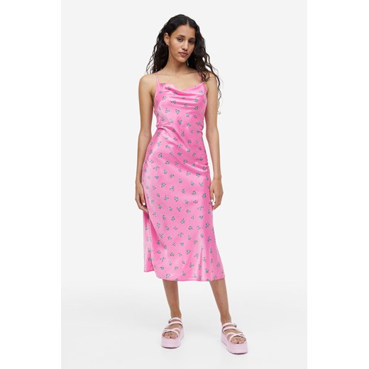 H & M - Satynowa sukienka z odkrytymi plecami - Różowy H & M 40 H&M
