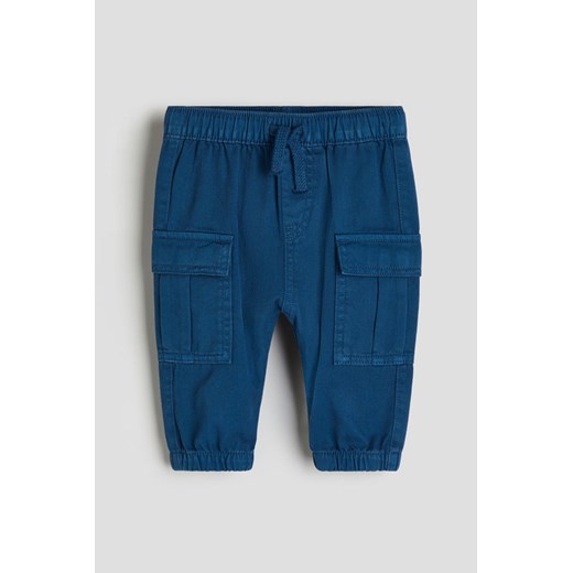 H & M - Joggersy z bawełnianego diagonalu - Niebieski ze sklepu H&M w kategorii Odzież dla niemowląt - zdjęcie 169592207