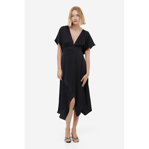 H & M - Sukienka z satynowej krepy - Czarny H & M L H&M