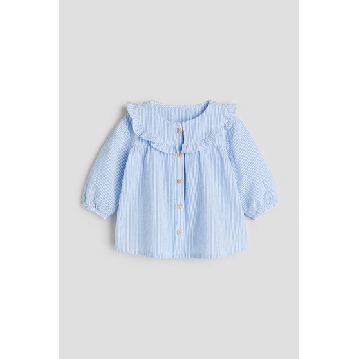 H & M - Bawełniana bluzka z kołnierzykiem - Niebieski ze sklepu H&M w kategorii Kaftaniki i bluzki - zdjęcie 169592308