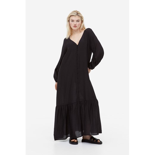 H & M - Sukienka z guzikami i wiązanym paskiem - Czarny H & M XS H&M