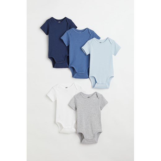 H & M - Bawełniane body 5-pak - Niebieski ze sklepu H&M w kategorii Body niemowlęce - zdjęcie 169592437