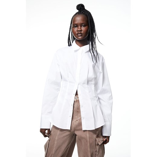 H & M - Taliowana koszula popelinowa - Biały ze sklepu H&M w kategorii Koszule damskie - zdjęcie 169592438