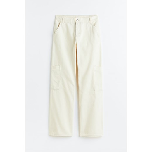 H & M - Szerokie spodnie cargo - Biały ze sklepu H&M w kategorii Spodnie damskie - zdjęcie 169592467