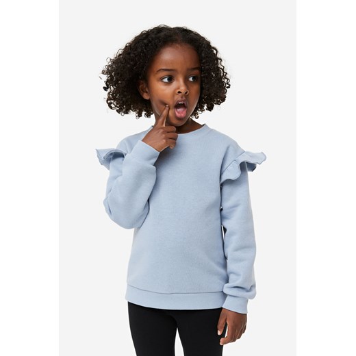 H & M - Bluza z falbankami - Niebieski ze sklepu H&M w kategorii Bluzy dziewczęce - zdjęcie 169592929