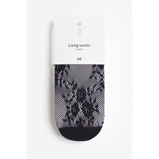 H & M - Koronkowe skarpety - Czarny ze sklepu H&M w kategorii Skarpetki damskie - zdjęcie 169593036