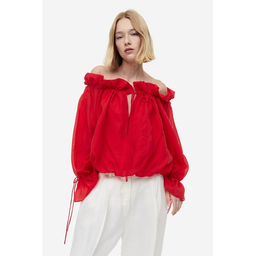 H & M - Bluzka z odkrytymi ramionami - Czerwony ze sklepu H&M w kategorii Bluzki damskie - zdjęcie 169593087