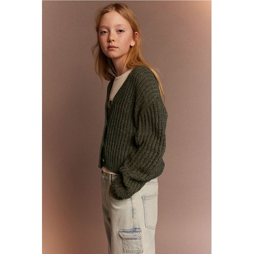 H & M - Kardigan z dekoltem w serek - Zielony ze sklepu H&M w kategorii Swetry dziewczęce - zdjęcie 169593128