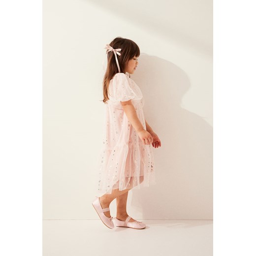 H & M - Tiulowa sukienka z cekinami - Pomarańczowy H & M 140 (9-10Y) H&M