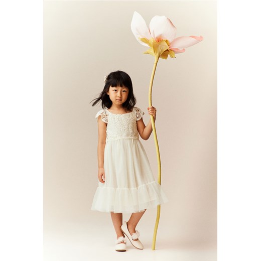 H & M - Sukienka z tiulem i koronką - Biały ze sklepu H&M w kategorii Sukienki dziewczęce - zdjęcie 169593188